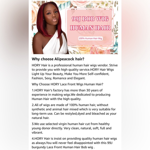 HUMAN HAIR Brazilian Burgundy Lace Frontal 13x4 Bob Wig PrePlucked Hairline 10” - Picture 7 of 12